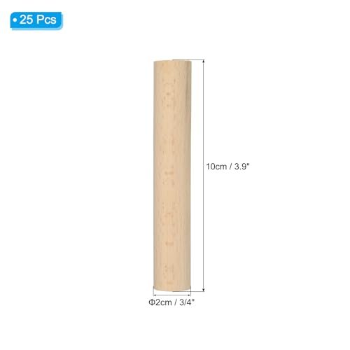 3/4 x 4 Inch Dowel Rods Wood Sticks Unfinished Round Dowels 25pcs, Wooden view 2