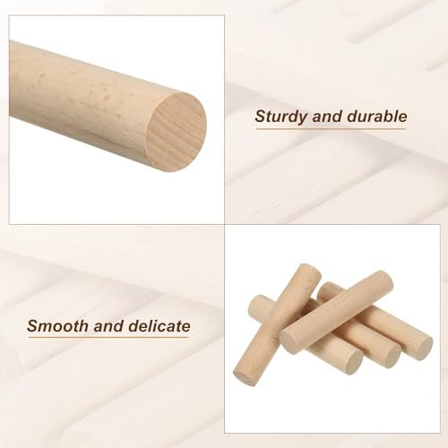 3/4 x 4 Inch Dowel Rods Wood Sticks Unfinished Round Dowels 25pcs, Wooden view 4