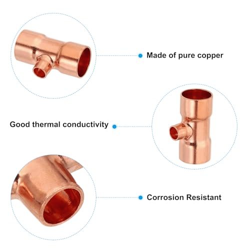 3/4" x 5/8" x 3/4" ID Reducing Tee Copper Fitting view 3