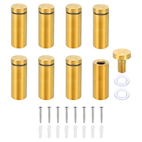 3/4"x2" Sign Standoff Screws 8 Set Steel Wall Standoff Gold — PATIKIL