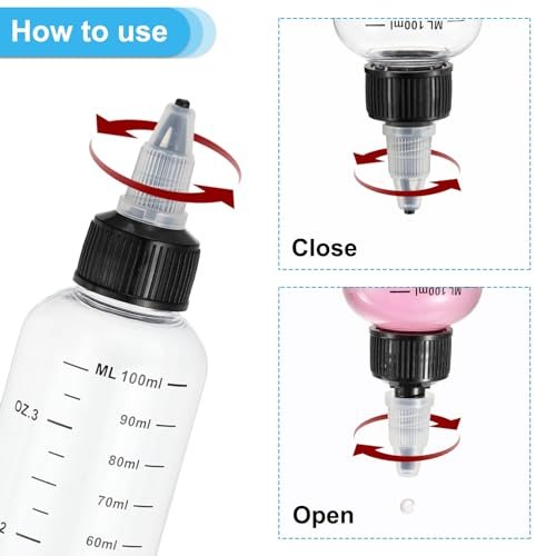 3.4oz(100ml) Plastic Dispensing Bottle, 5Pcs Squeeze Graduated Empty view 5
