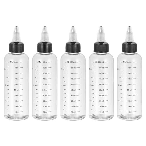 3.4oz(100ml) Plastic Dispensing Bottle, 5Pcs Squeeze Graduated Empty — PATIKIL
