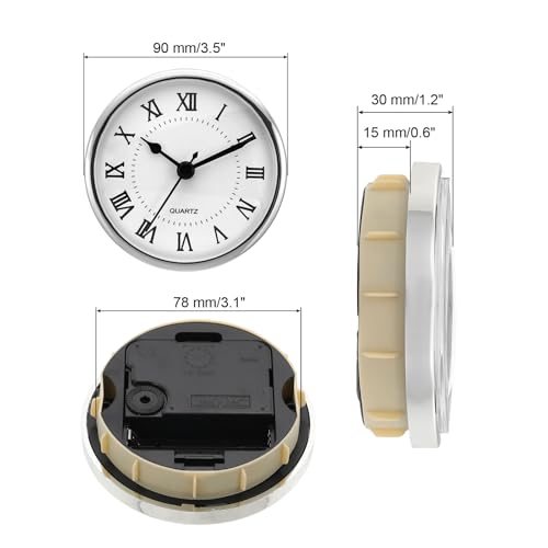 3.5" 90mm Quartz Clock Insert, Round Quartz Movement Miniature Clock Mini view 2