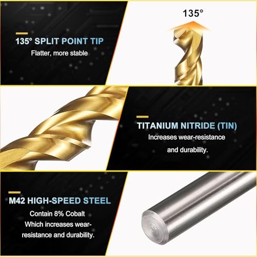 3.7mm Drill Bit M42 8% Cobalt High-Speed Steel 135° TiN Coated view 4
