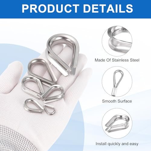 3/8" (10mm) Wire Rope Thimble M10 Cable Thimbles Rigging 6 Pcs, 304 view 3