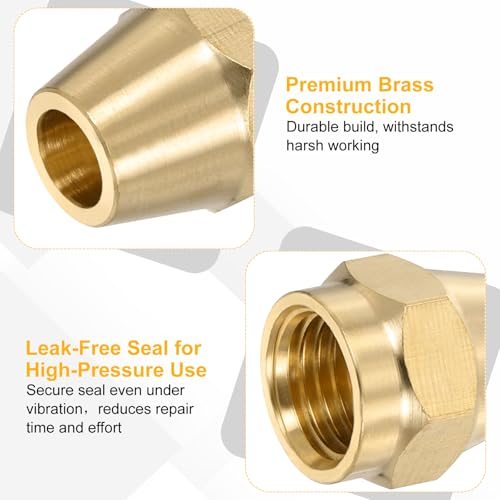 3/8" Brass Flare Nut 45 Degree Short Flare Tube Fitting Pipe view 3