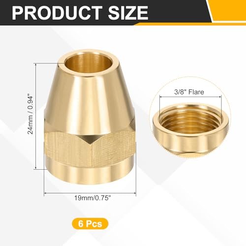 3/8" Brass Flare Nut 45 Degree Short Flare Tube Fitting Pipe view 2