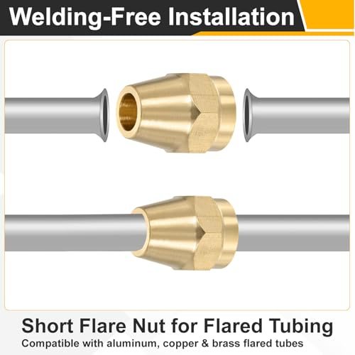 3/8" Brass Flare Nut 45 Degree Short Flare Tube Fitting Pipe view 4