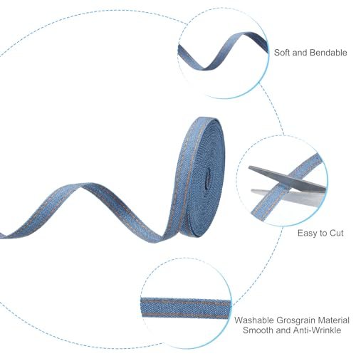 3/8" Denim Ribbon, 5.5 Yard Layering Jean Fabric Craft Strip view 3