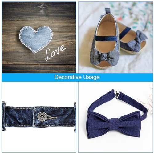 3/8" Denim Ribbon, 5.5 Yard Layering Jean Fabric Craft Strip view 4