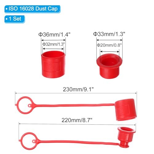 3/8" ISO 16028 Flat Face Hydraulic Coupler Male Dust Cap and Female Plug view 2