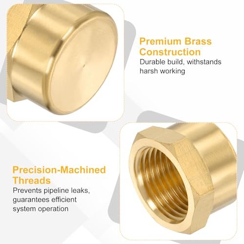 3/8" NPT Female Brass Pipe Fitting Cap Hex Head Tubing Thread view 3