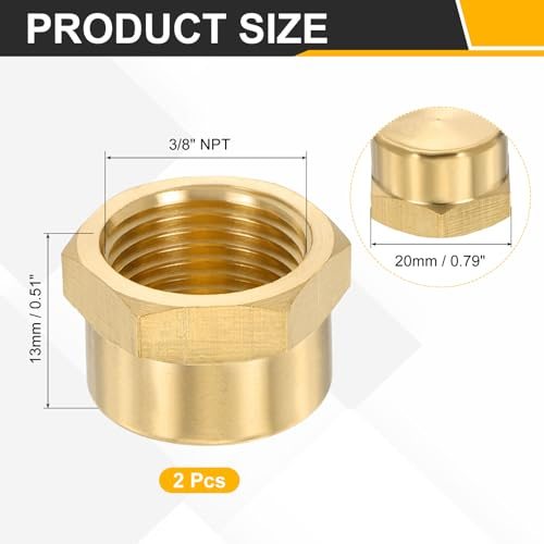 3/8" NPT Female Brass Pipe Fitting Cap Hex Head Tubing Thread view 2