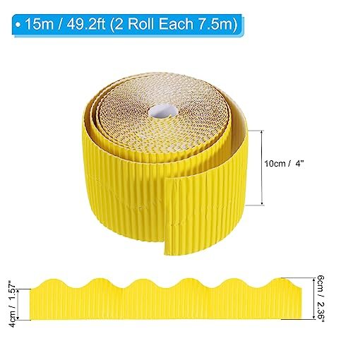 3.9inchx49.2ft Bulletin Board Border Scalloped Trim Yellow view 2