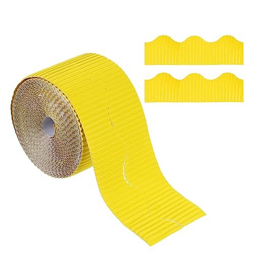 3.9inchx49.2ft Bulletin Board Border Scalloped Trim Yellow — PATIKIL