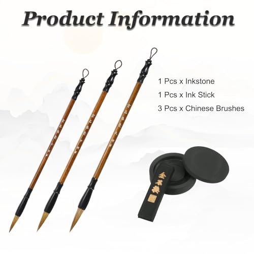 3" Chinese Traditional Inkstone Brush Set view 3
