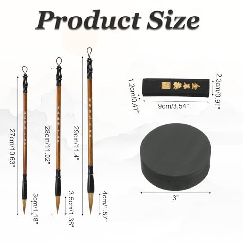 3" Chinese Traditional Inkstone Brush Set view 2