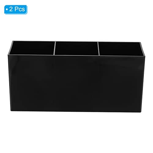 3 Compartments Clear Acrylic Pen Holder, 2 Pack Pencil Holder Pen view 3