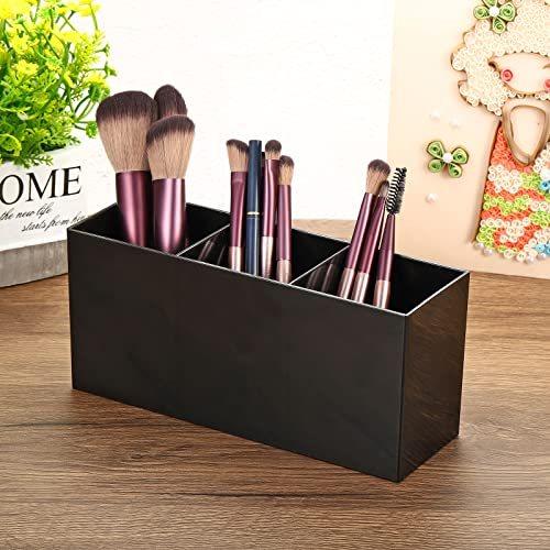 3 Compartments Clear Acrylic Pen Holder, 2 Pack Pencil Holder Pen view 5