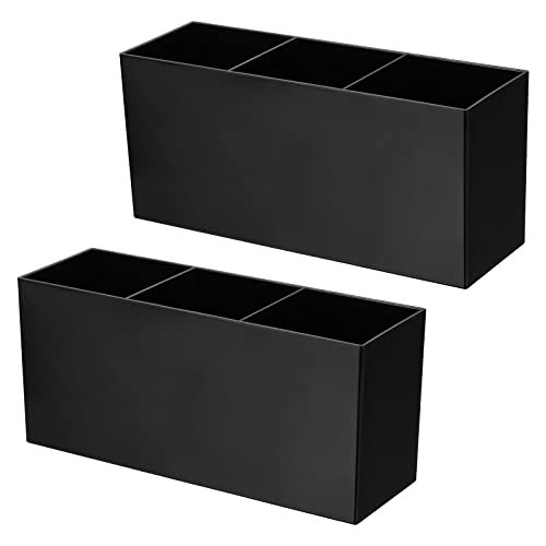 3 Compartments Clear Acrylic Pen Holder, 2 Pack Pencil Holder Pen — PATIKIL