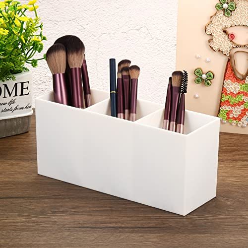 3 Compartments Clear Acrylic Pen Holder, Pencil Holder Pen Organizer view 5