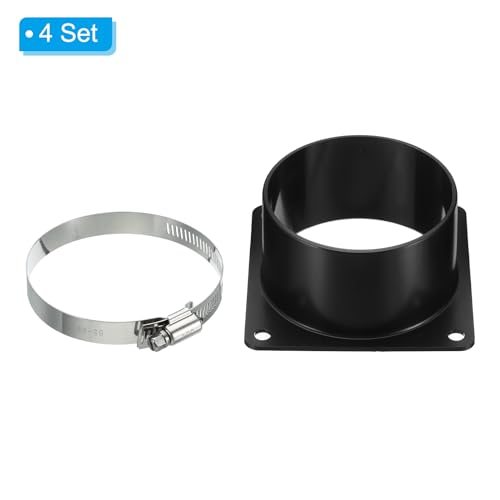 3" Duct Connector Flange 4Pack Dryer Vent Wall Plate Square, Round view 3