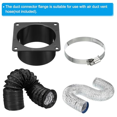 3" Duct Connector Flange 4Pack Dryer Vent Wall Plate Square, Round view 4