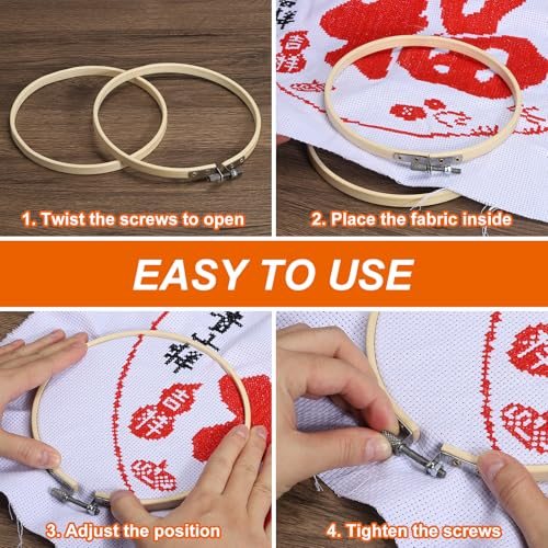 3" Embroidery Hoop Cross Stitch Hoop Bamboo Wood Circle Frame view 4