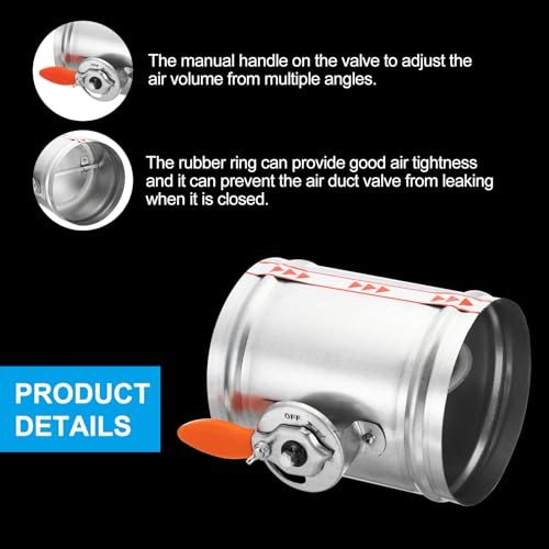 3" HVAC Duct Manual Volume Damper, Stainless Steel Adjustment Flame view 5