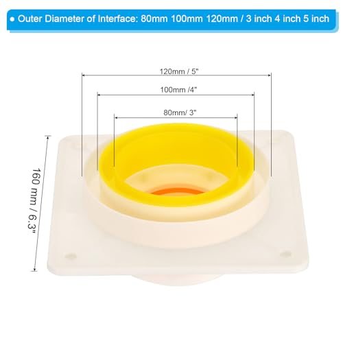 3 Inch 4 Inch 5 Inch Backdraft Damper, 2 Set ABS Flexible Airflow Inline view 2