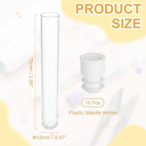 3" Length Plastic Sewing Needle Storage Holder 16 Pcs White, Portable view 2