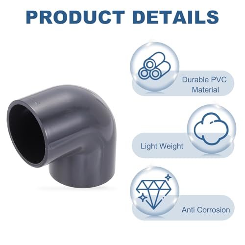 3" OD Elbow 90 Degree Duct Connector PVC Dryer Hose Connector Gray view 3