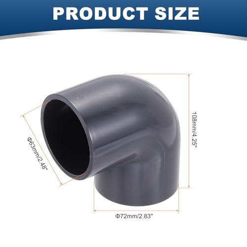3" OD Elbow 90 Degree Duct Connector PVC Dryer Hose Connector Gray view 2