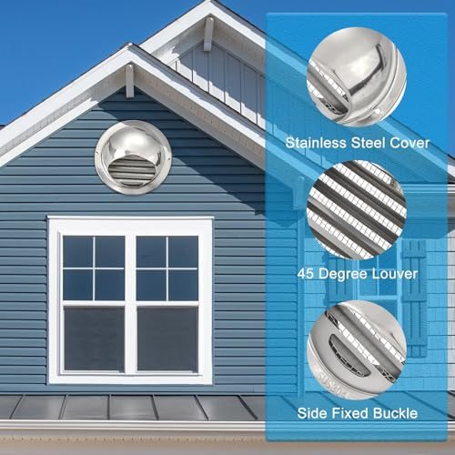 3" Round Soffit Air Vents, 304 Stainless Steel Louver Grille Vent Cover view 3