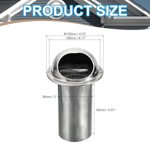 3" Round Soffit Air Vents, 304 Stainless Steel Louver Grille Vent Cover view 2