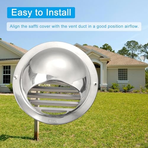 3" Round Soffit Air Vents, 304 Stainless Steel Louver Grille Vent Cover view 4