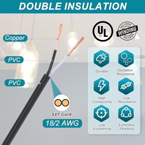 300V SVT Round Lamp Cord, Insulated Heat Resistant Electronical Flexible view 3