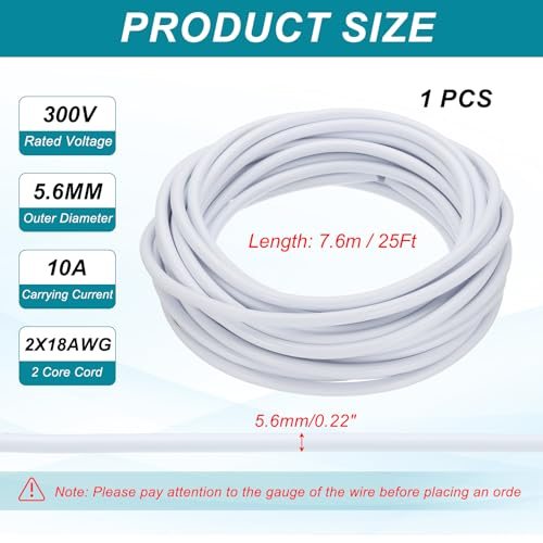 300V SVT Round Lamp Cord, White view 2