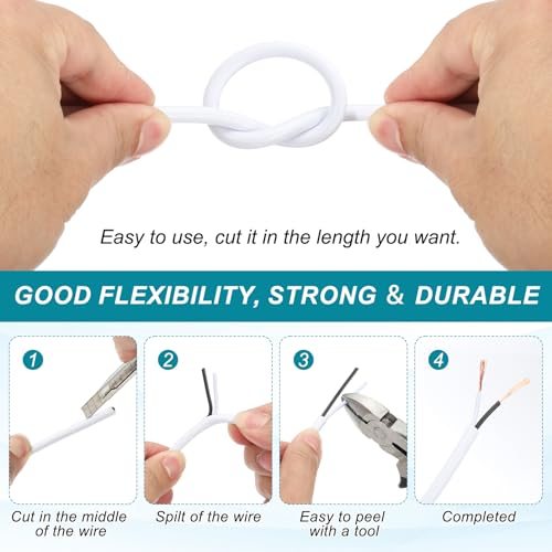 300V SVT Round Lamp Cord, White view 4