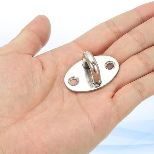 304 Stainless Steel Ceiling Hooks, Oval Pad Eyes Plate Metal Wall Mount U view 4