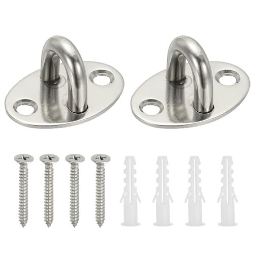 304 Stainless Steel Ceiling Hooks, Oval Pad Eyes Plate Metal Wall Mount U — PATIKIL