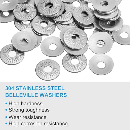 304 Stainless Steel Flat Washers, 50Pcs M3x10mm Belleville Spring view 3
