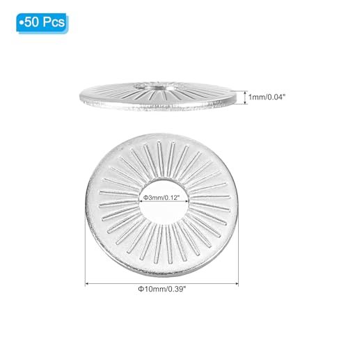 304 Stainless Steel Flat Washers, 50Pcs M3x10mm Belleville Spring view 2