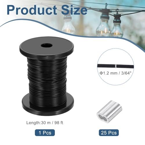 304 Stainless Steel, Silver, Bright Aircraft Cable Wire Rope Vinyl Coated view 2