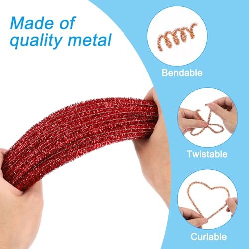 30cm/11.8" Pipe Cleaners Chenille Stem, 100Pcs Glitters Fuzzy Sticks Pipe view 3