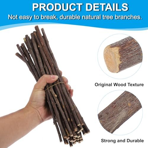 30cm Wood Log Sticks, Natural Wood Craft Sticks, Brown view 3