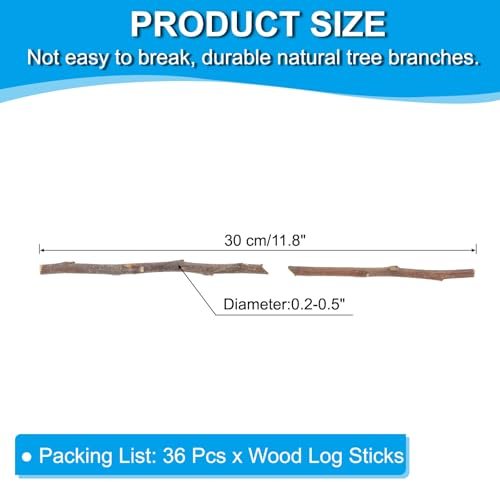30cm Wood Log Sticks, Natural Wood Craft Sticks, Brown view 2