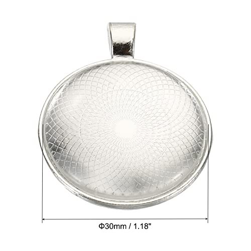 30mm Silver White Photo Pendant Trays, 30 Sets, Modern view 2