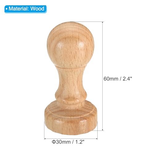 30mm Stamp Wood Round Handle 5 Pack Wooden Knobs Brown view 2