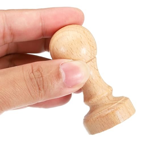 30mm Stamp Wood Round Handle 5 Pack Wooden Knobs Brown view 4